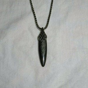 John Hardy Naga Silver Obsidian Bullet Pendant